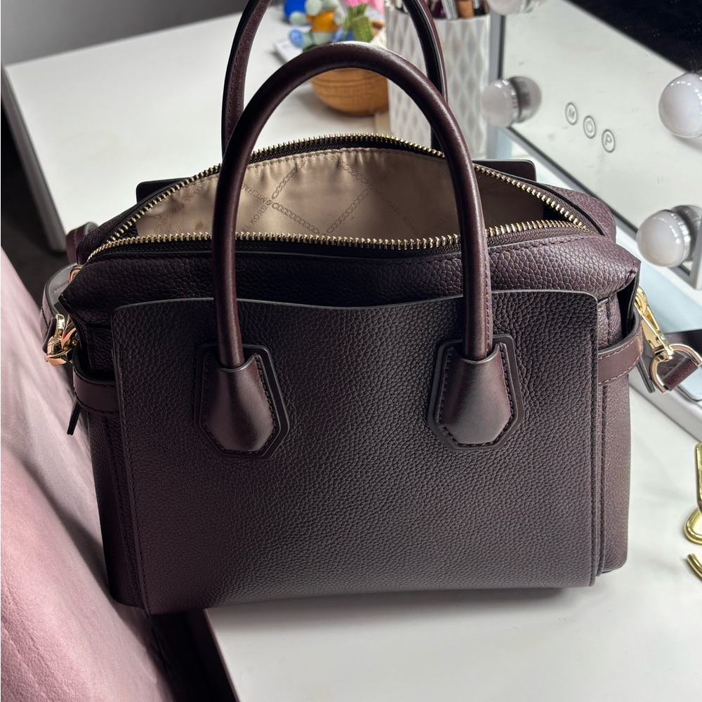 Michael Kors Chocolate Leather Satchel - Picture 2 of 4